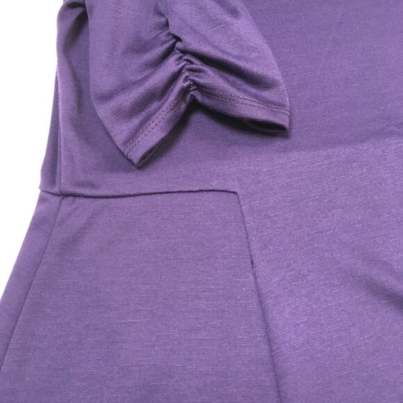 NY Collection Size M Purple Fit And Flare Dress with Ruched Half Sleeve - Picture 4 of 10